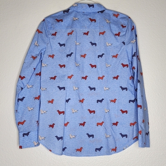 Talbots Blue Dachshund Classic Button Down Shirt XS - Picture 3 of 4
